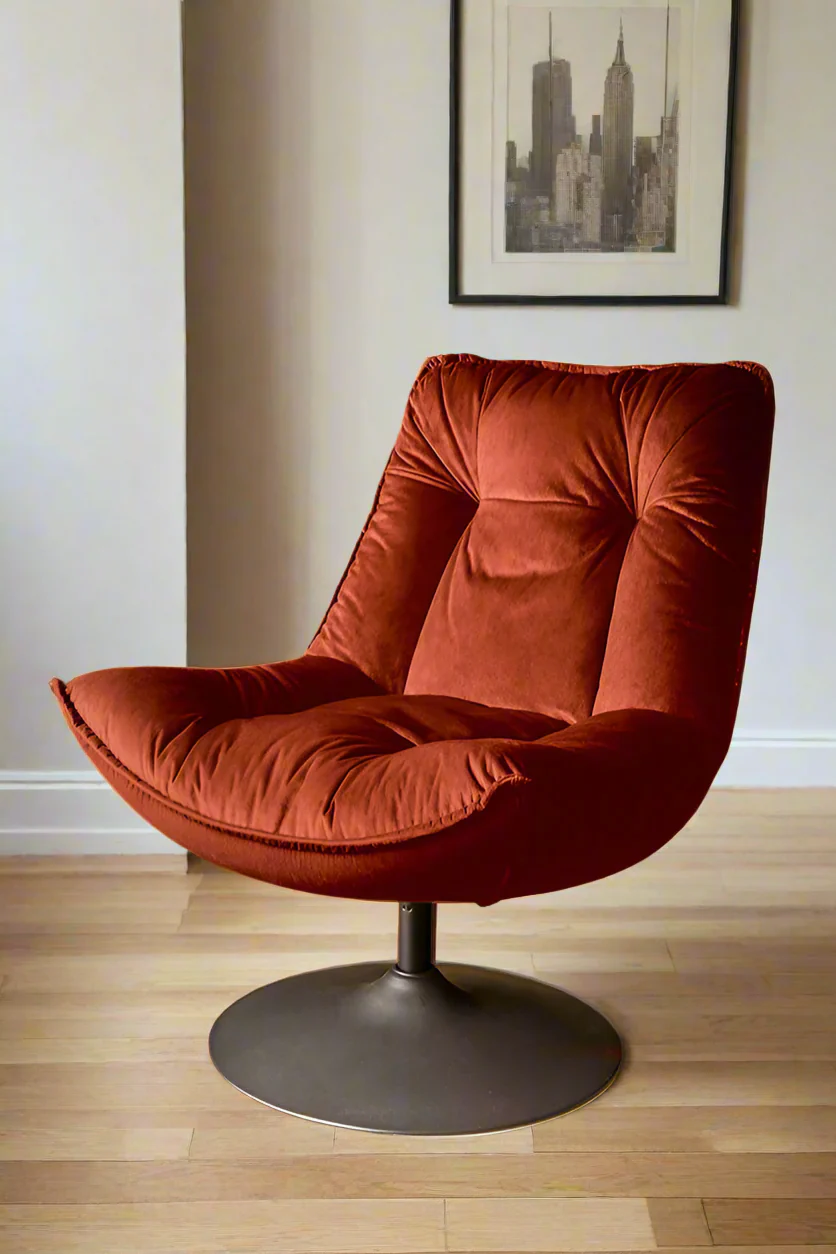 Burnt Orange Velvet Swivel Chair