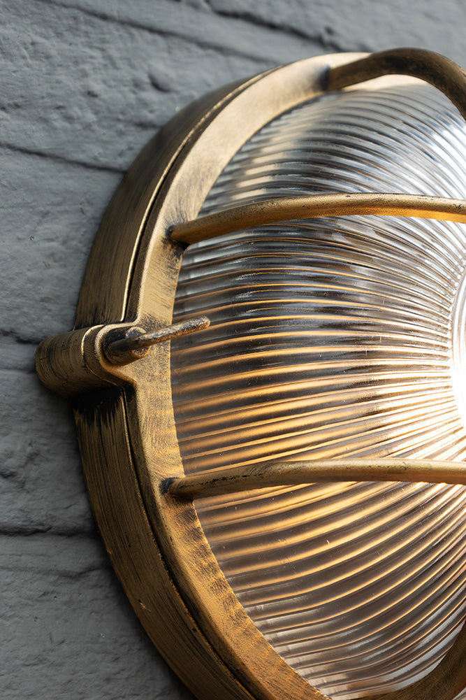 Antique-Style Brass Outdoor Wall Light