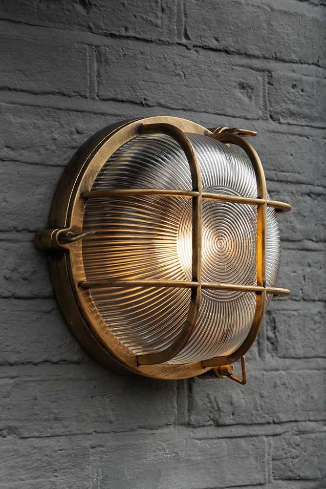 Antique-Style Brass Outdoor Wall Light