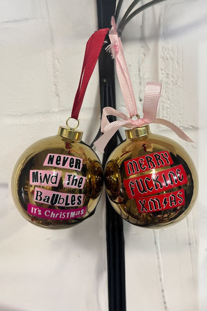 Set of 2 Gold Rock & Roll Inspired Baubles - SECONDS