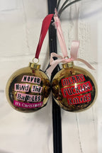 Set of 2 Gold Rock & Roll Inspired Baubles - SECONDS