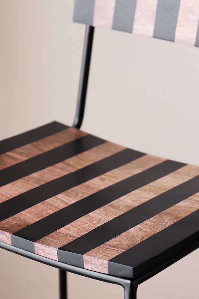 Black Stripe Wooden Bar Stool