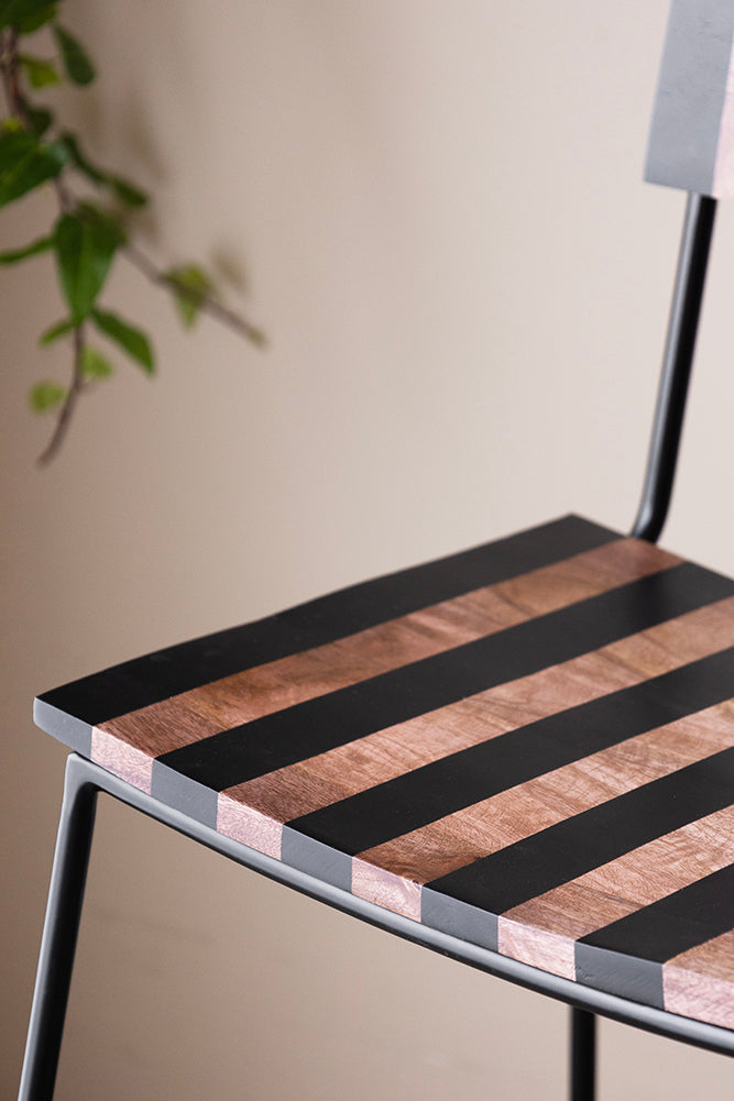 Black Stripe Wooden Bar Stool