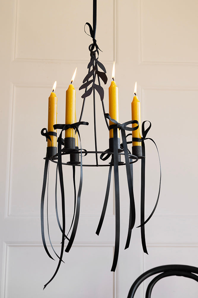 Chic Metal Candlestick Chandelier With Leaf Detail