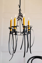 Chic Metal Candlestick Chandelier With Leaf Detail