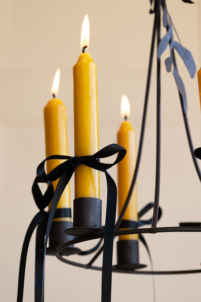 Chic Metal Candlestick Chandelier With Leaf Detail