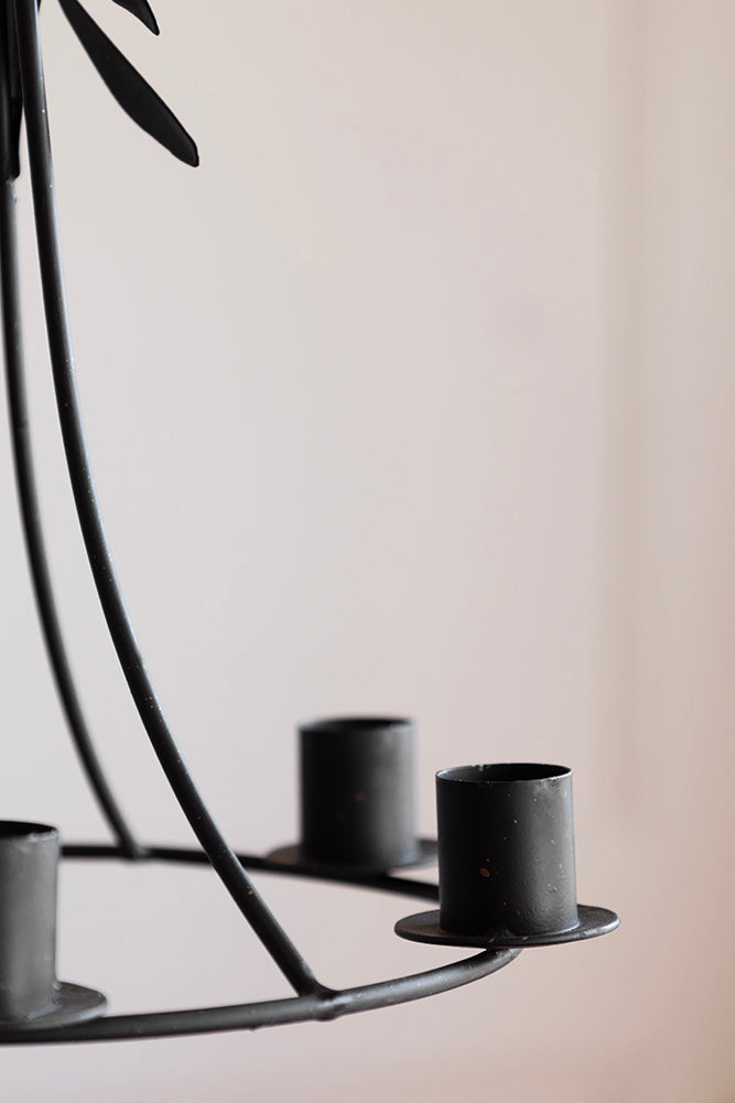 Chic Metal Candlestick Chandelier With Leaf Detail