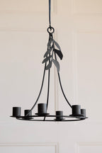 Chic Metal Candlestick Chandelier With Leaf Detail