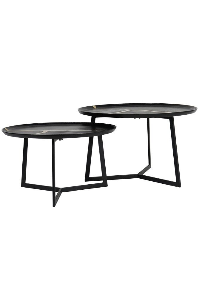 Set of 2 Textured with Gold Detailing Coffee Tables