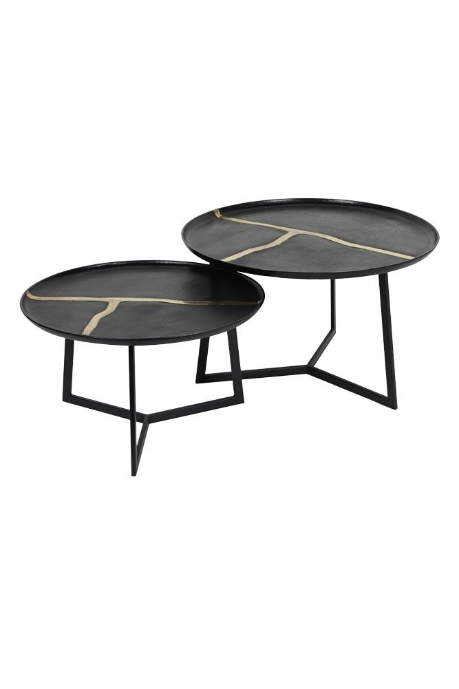 Set of 2 Textured with Gold Detailing Coffee Tables
