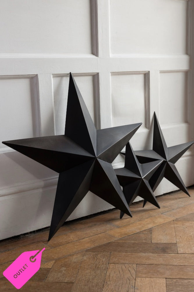 Set Of 3 Black Metal Stars - SECONDS
