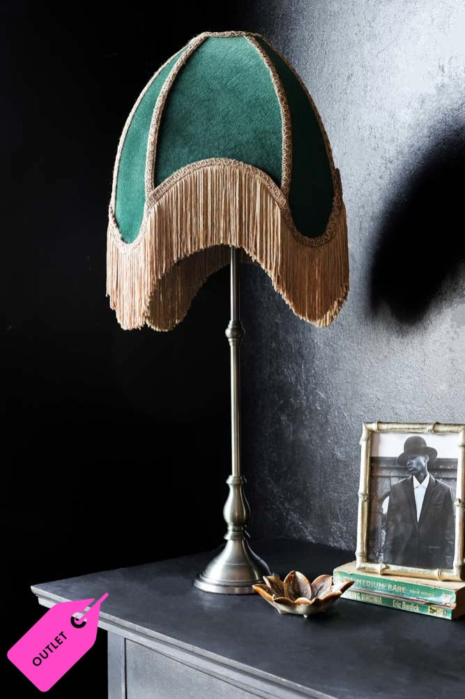 Winifred Green Velvet Fringe Table Lamp - SECONDS