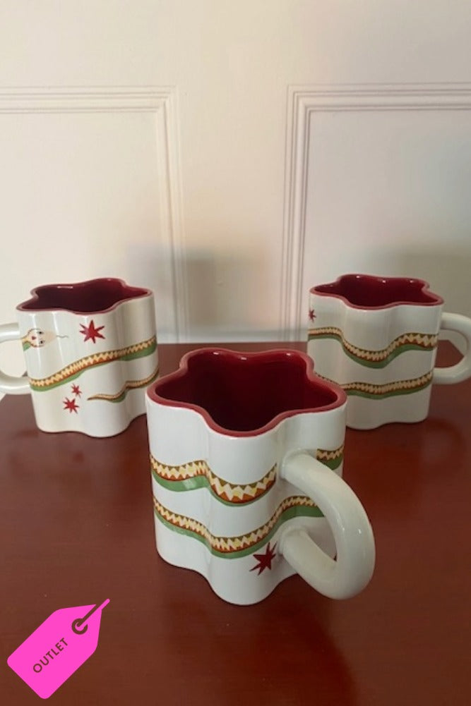 Set of 4 Star Shaped Mugs with Snake Print Detail - DISCONTINUED