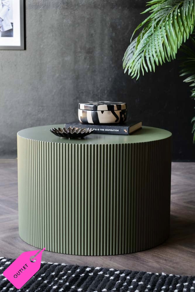Olive Green Ribbed Coffee Table - SECONDS