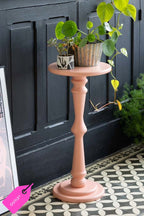 Wood Turned Pink Side Table - SECONDS