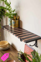 Black Stripe Wooden Shelf With Bracket - SECONDS