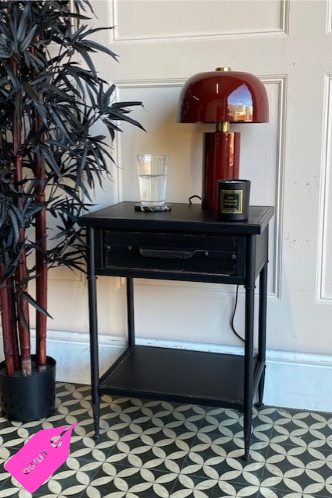 Metal Industrial Charcoal Bedside Table - DISCONTINUED