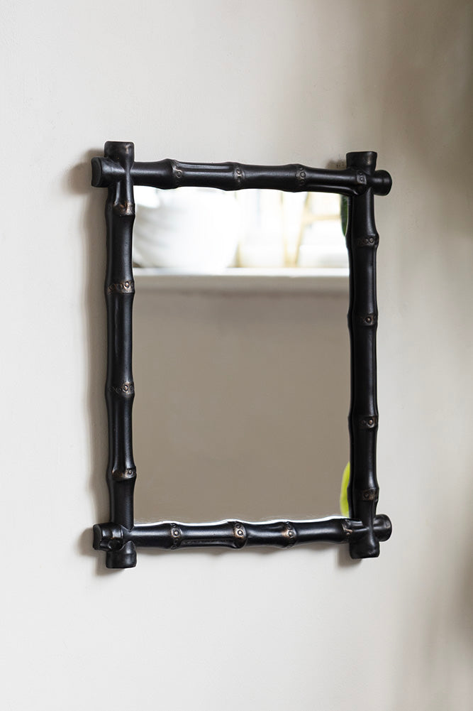 Black Bamboo Effect Framed Mirror