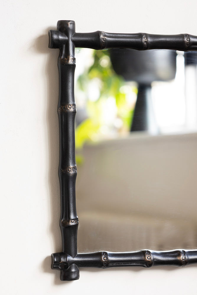 Black Bamboo Effect Framed Mirror