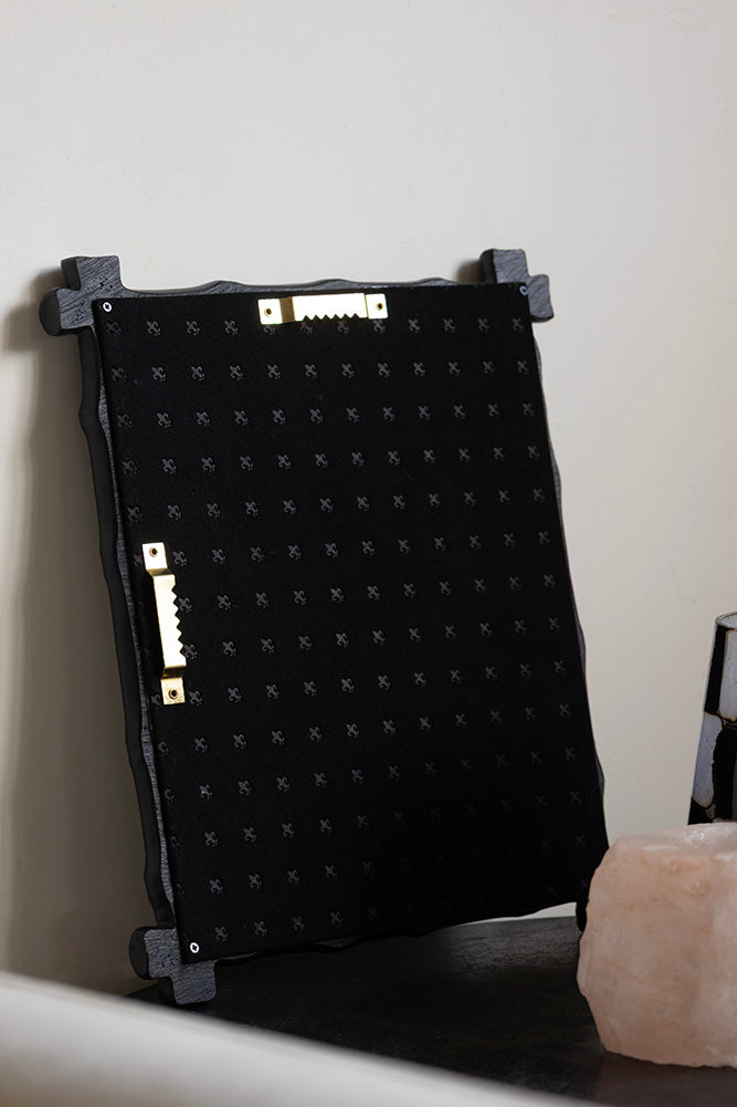 Black Bamboo Effect Framed Mirror