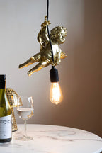 Quirky Gold Cherub Ceiling Pendant Light