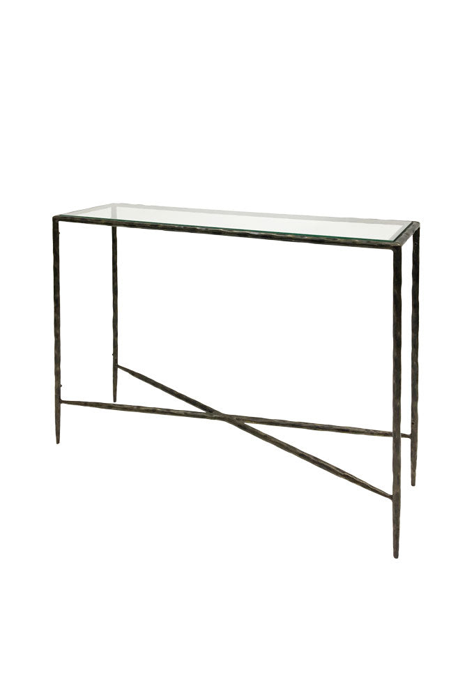 Black Console With Clear Glass Top