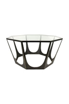 Bronze Sculpted Coffee Table with Glass Top