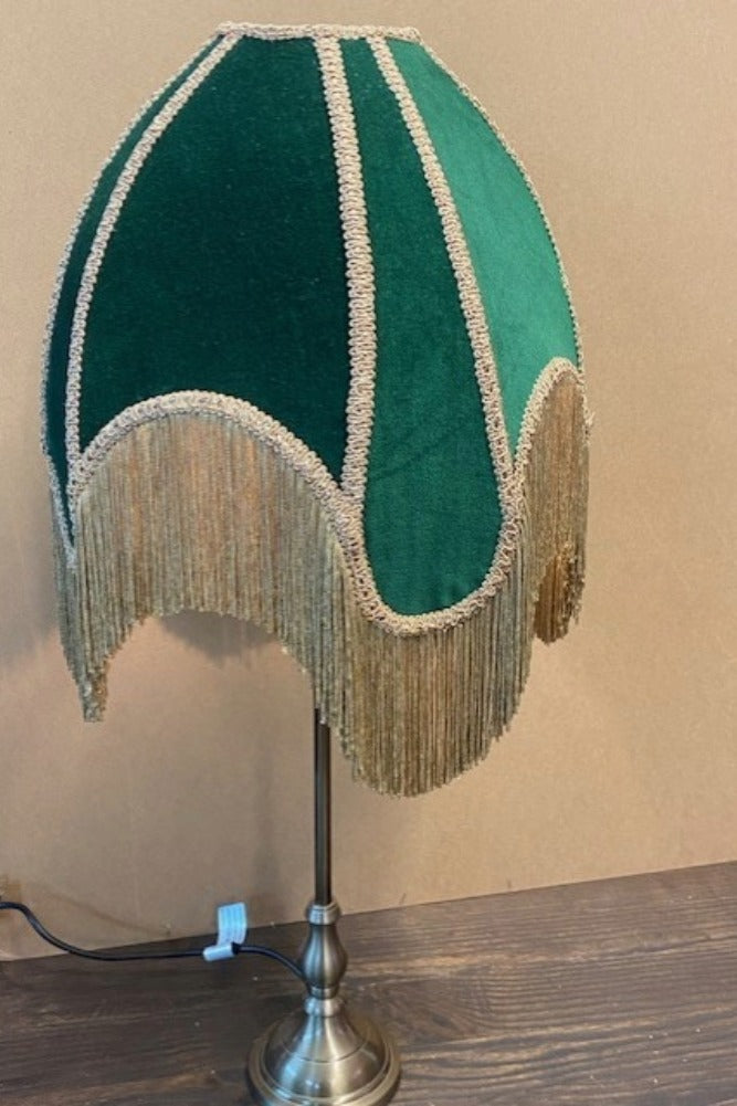 Winifred Green Velvet Fringe Table Lamp - SECONDS