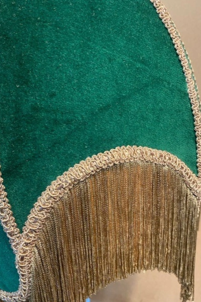 Winifred Green Velvet Fringe Table Lamp - SECONDS
