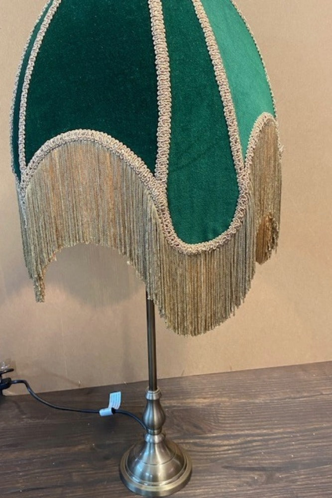 Winifred Green Velvet Fringe Table Lamp - SECONDS