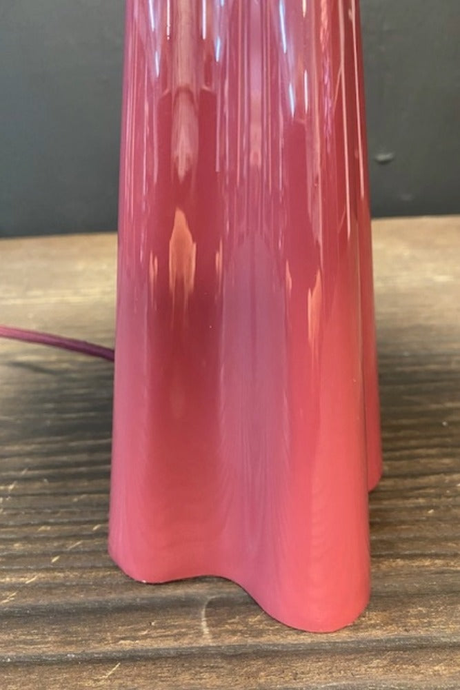 Deep Red Stripe Table Lamp - SECONDS