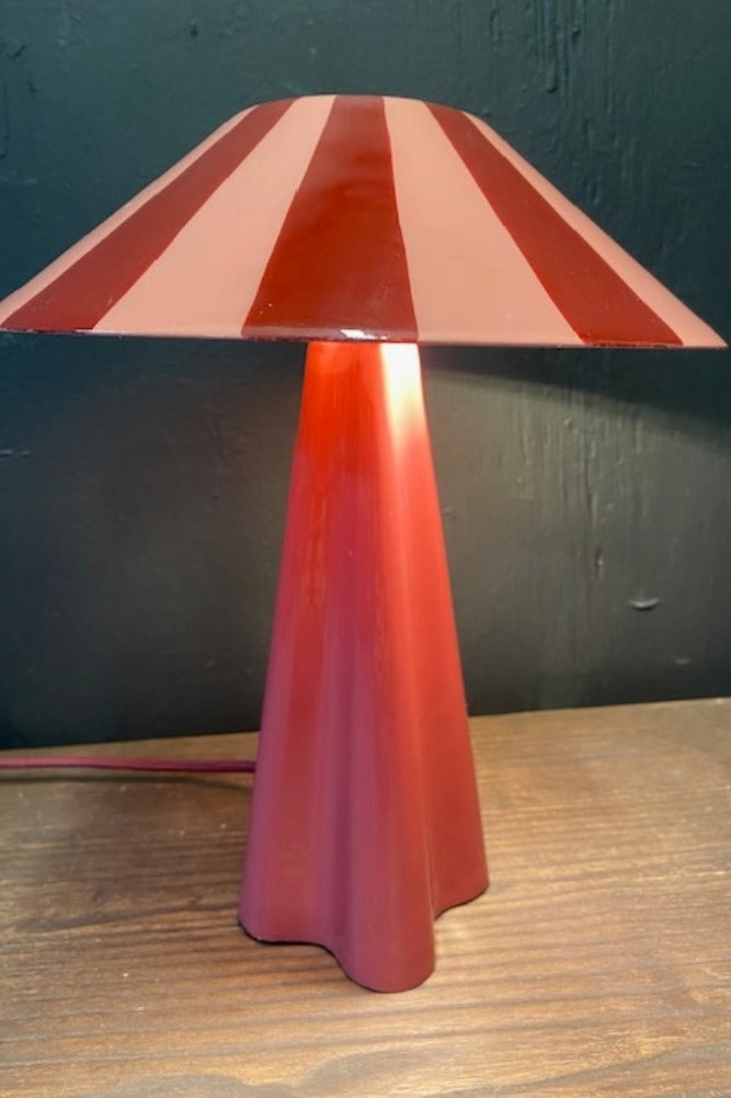 Deep Red Stripe Table Lamp - SECONDS