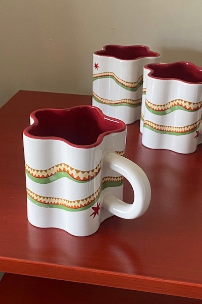 Set of 4 Star Shaped Mugs with Snake Print Detail - DISCONTINUED