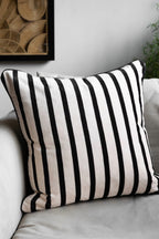 Monochrome Striped Velvet Cushion Cover - SECONDS