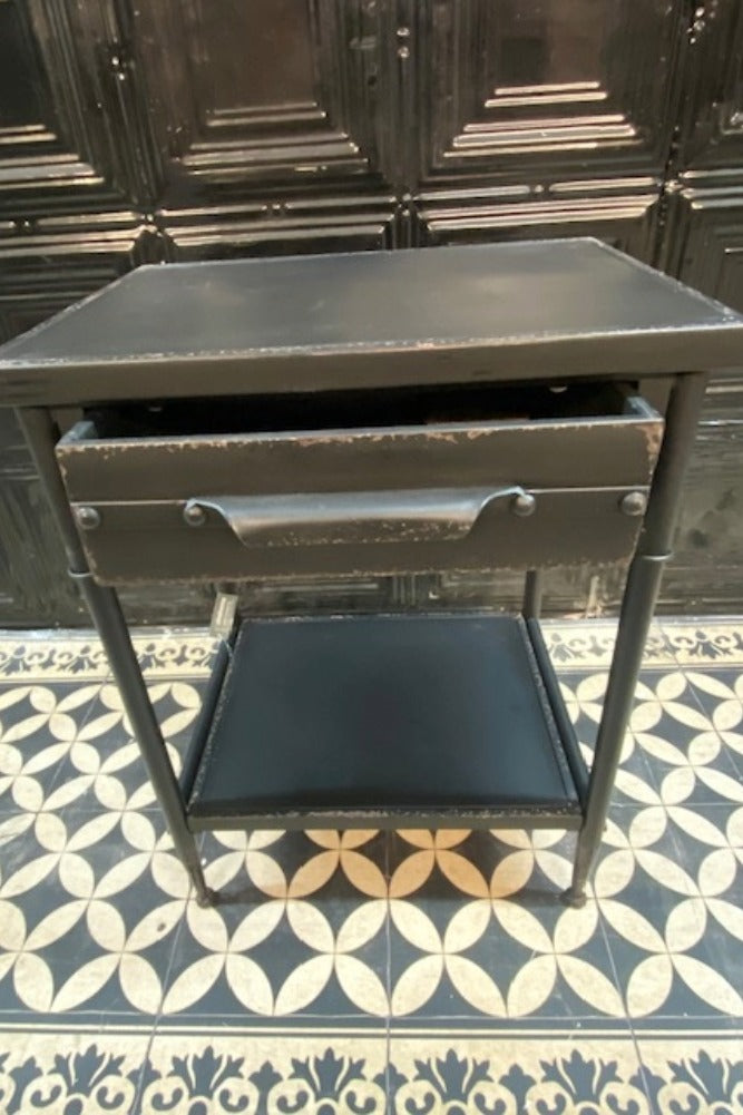 Metal Industrial Charcoal Bedside Table - DISCONTINUED
