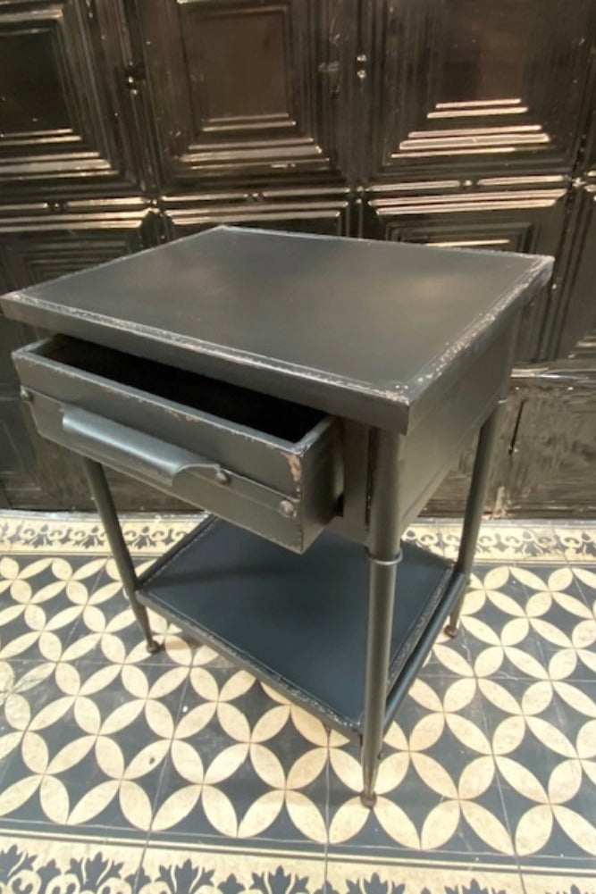 Metal Industrial Charcoal Bedside Table - DISCONTINUED
