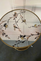Gold Beautiful Birds Mirror Side Table - SECONDS