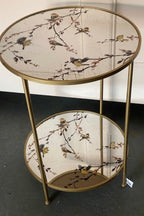Gold Beautiful Birds Mirror Side Table - SECONDS