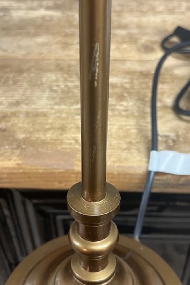 Slim Antique Brass Table Lamp With Metal Shade - SECONDS