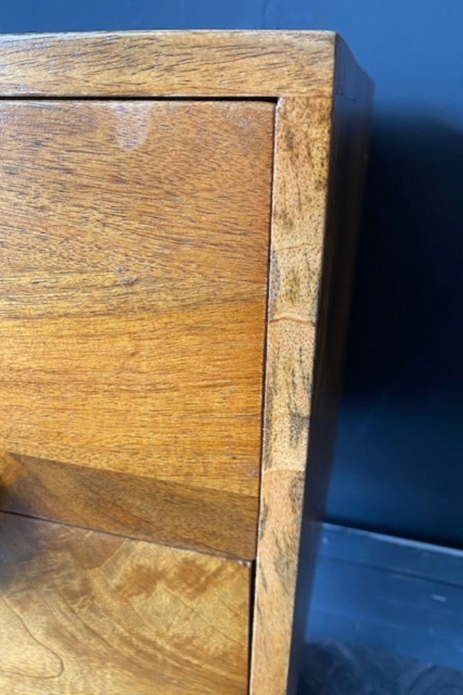 Brown Wooden Footed Bedside Table - SECONDS