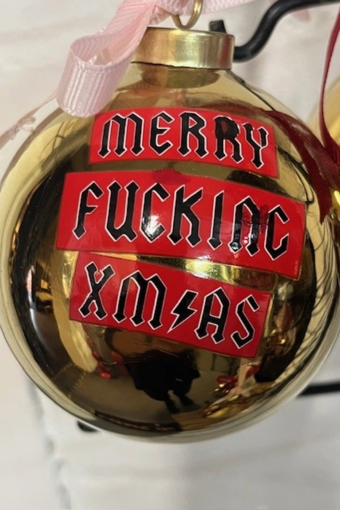 Set of 2 Gold Rock & Roll Inspired Baubles - SECONDS