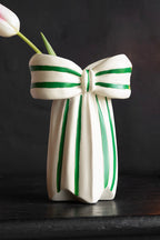 White & Green Beautiful Bow Bud Vase