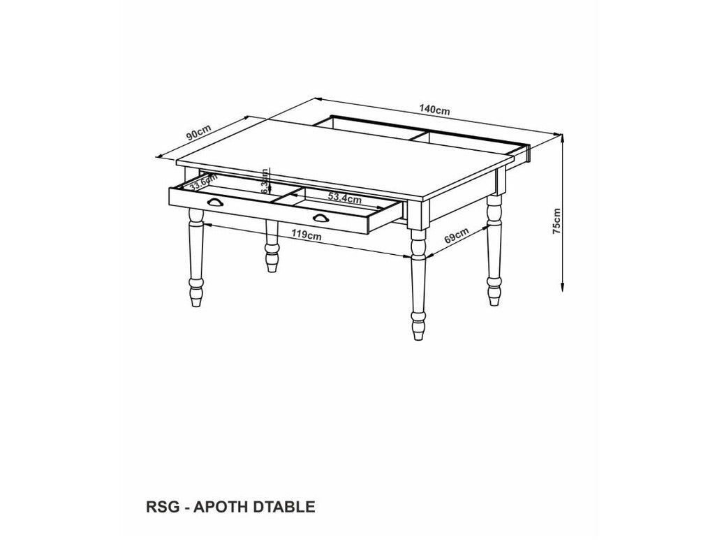 Apothecary Extendable Dining Table - Seats 6-8 People