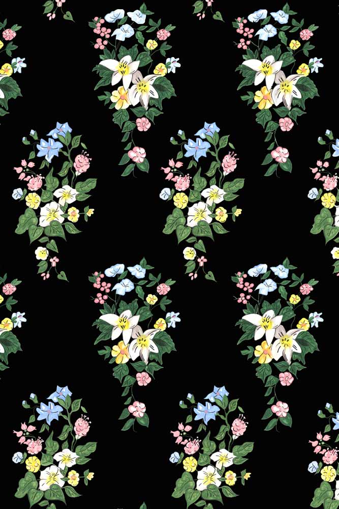 JoJo & Trixie Floral New York Black Wallpaper - DISCONTINUED
