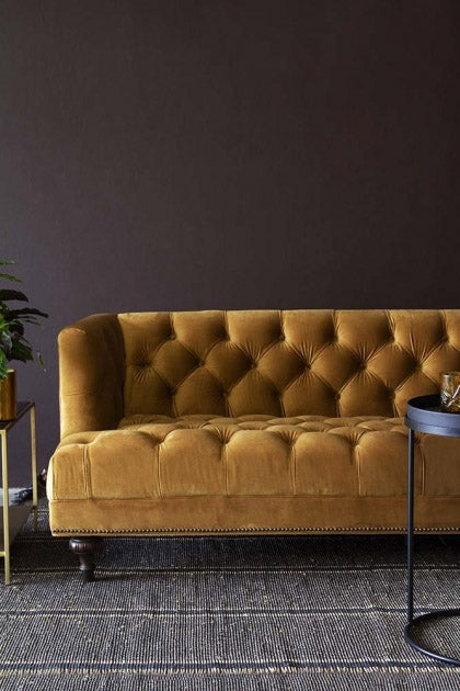 Ochre Gold Velvet Chesterfield 3 Seater Sofa