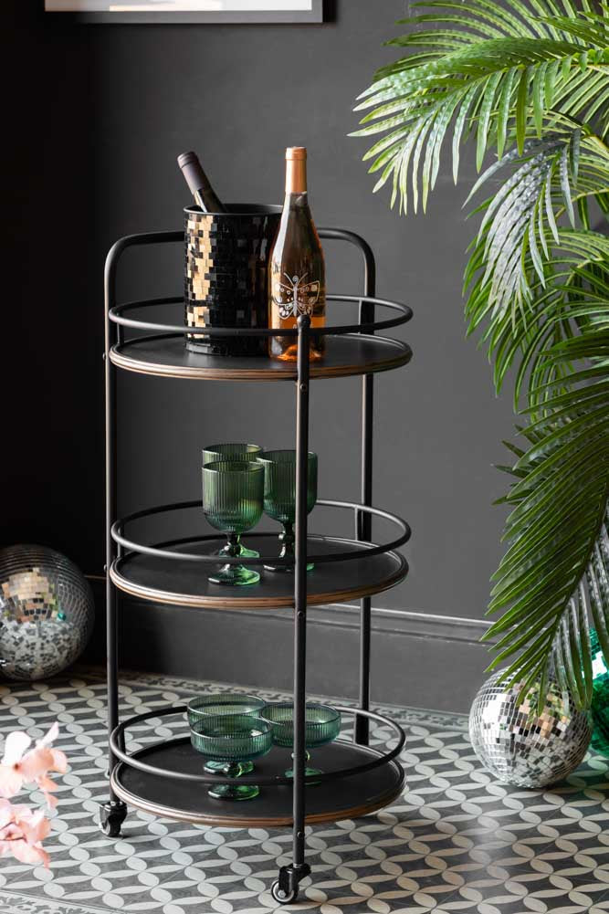 Antiqued-Style 3 Tier Metal Drinks Trolley