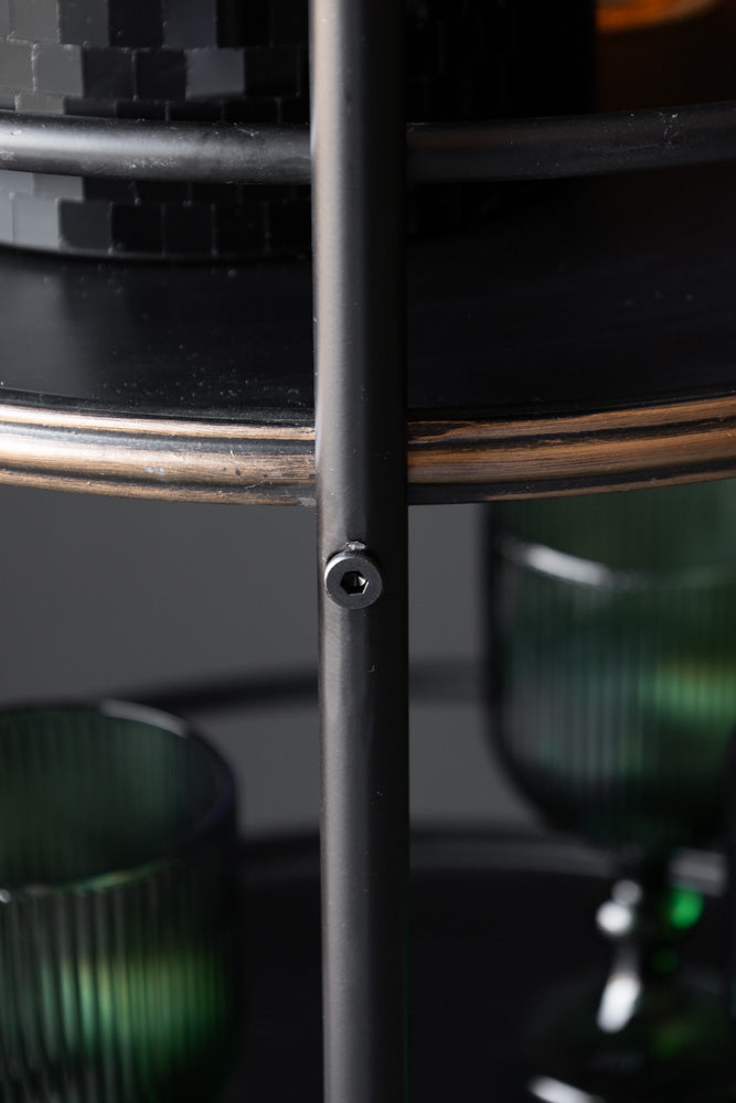 Antiqued-Style 3 Tier Metal Drinks Trolley