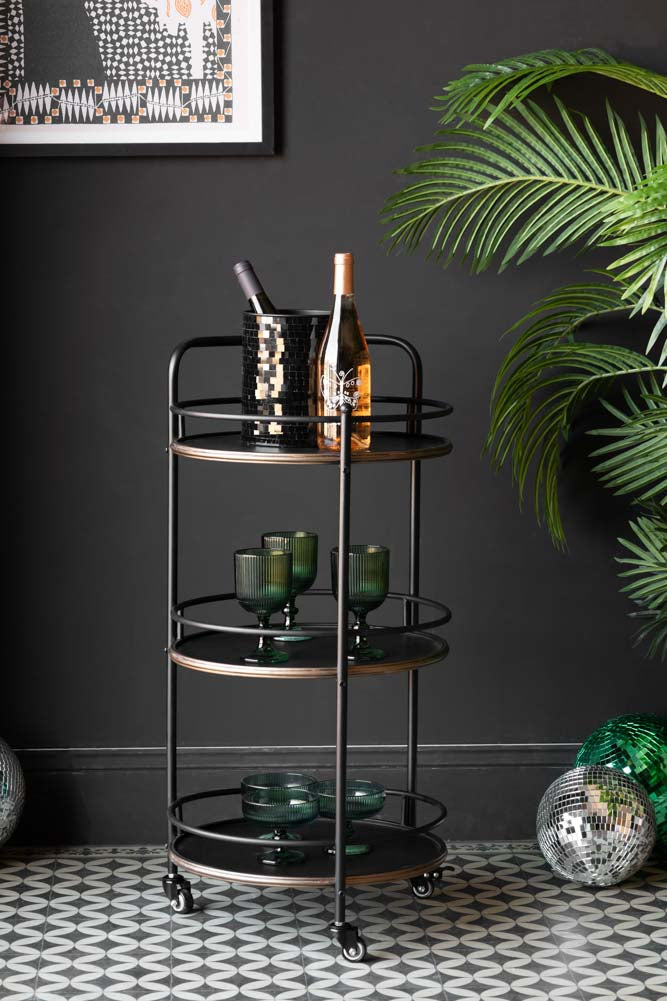 Antiqued-Style 3 Tier Metal Drinks Trolley