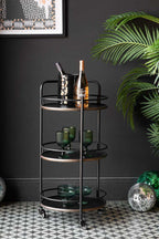 Antiqued-Style 3 Tier Metal Drinks Trolley