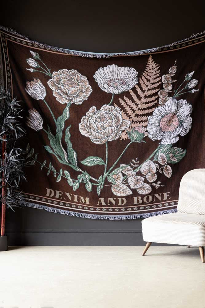 Denim & Bone Scandi Black Woven Cotton Throw